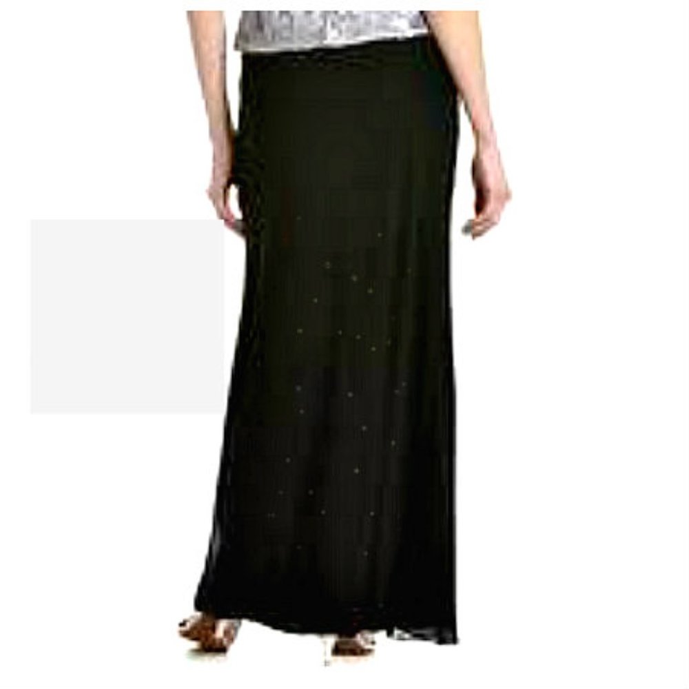 Plus Size Women's Sparkling  Long Maxi Black Floor Length Lined Skirt  NWOT